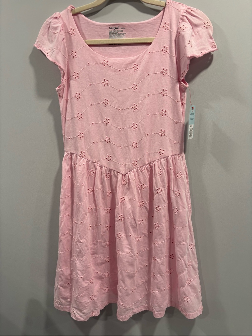 Cat & Jack Pink Eyelet Short Sleeve Dress